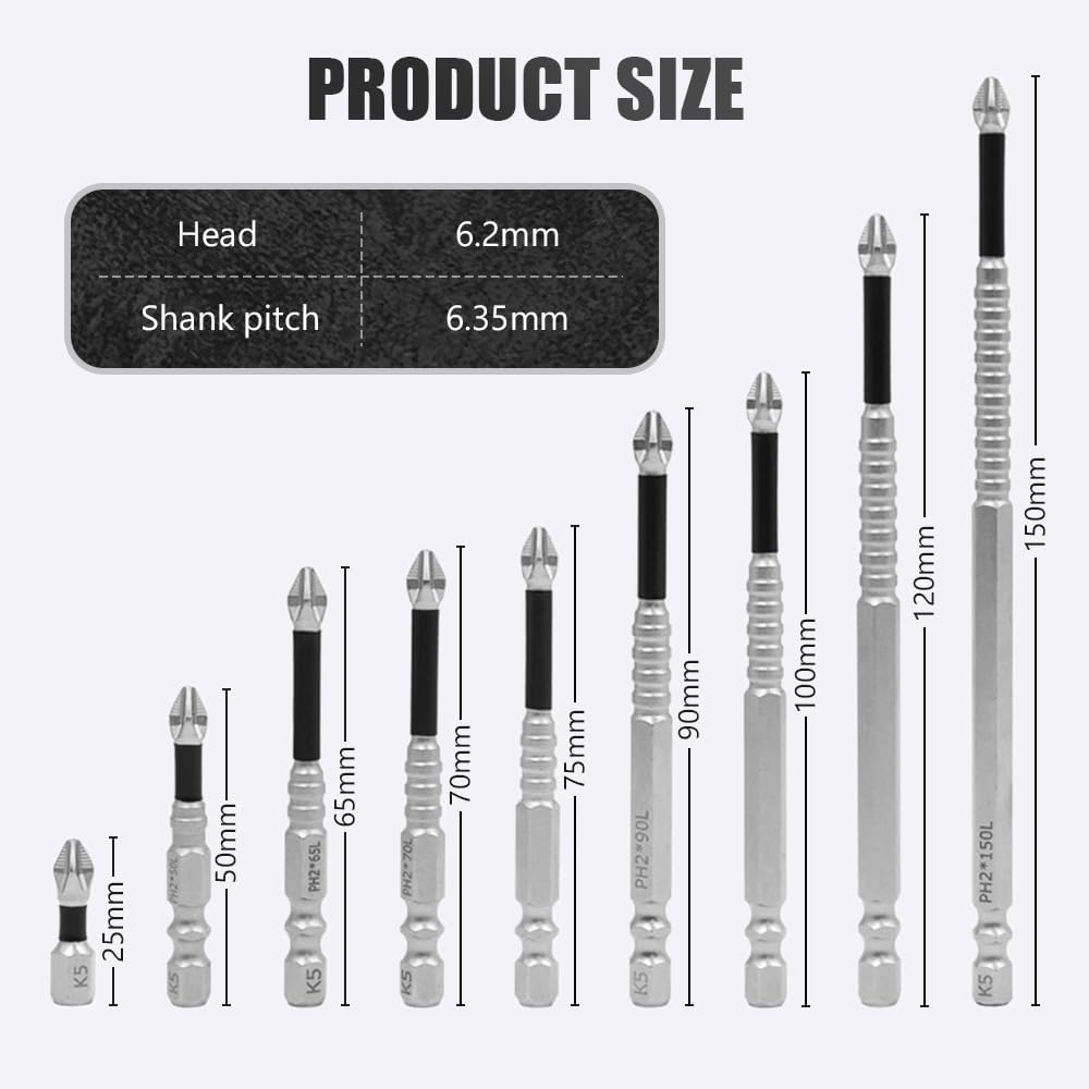 High Magnetic Screwdriver Drill Bit Set, Strong Magnetic Durability Screwdriver Drill Bit Set, Universal Anti-Slip Magnetic Electric Screwdriver Set