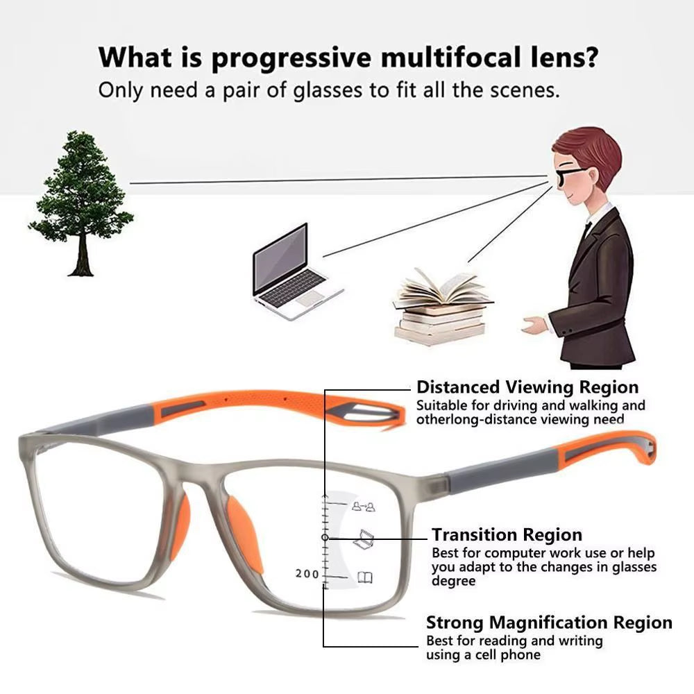 TR90 Anti-Blue Light Multifocal Reading Glasses