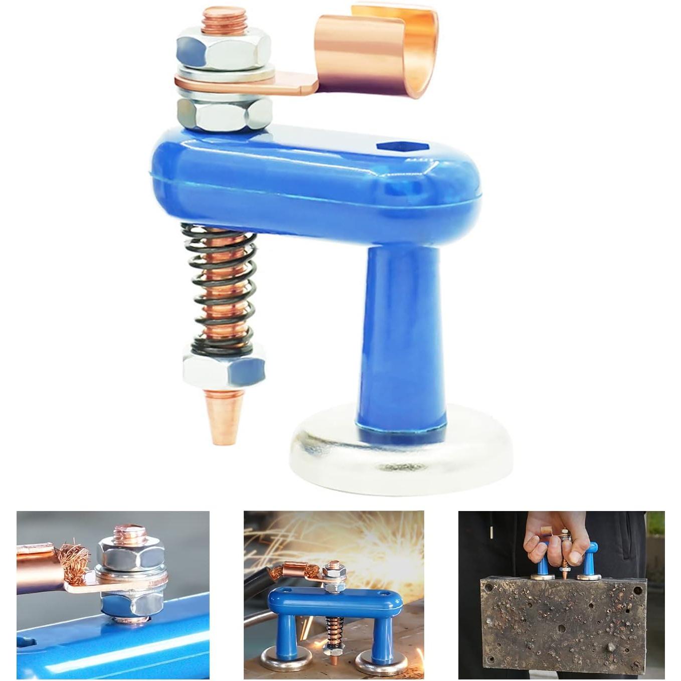 2025 Super Magnetic Welding Support Clip - 【New Version】Magnetic Welding Clamps, Adjustable Welding Ground Clamp w/Sturdy Suction Head, for Welder Copper Tail Ground Connector